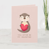 Otter be my valentine Punnyかわいいキッズバレンタイン シーズンカード (正面)