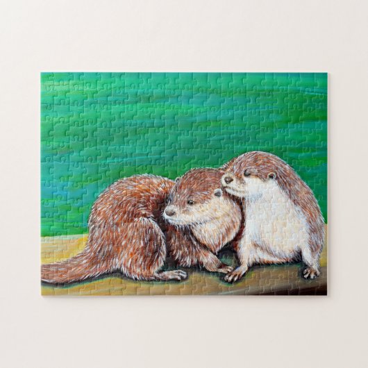 Otter Best Friends Painting ジグソーパズル (横)