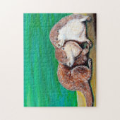 Otter Best Friends Painting ジグソーパズル (縦)