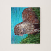 Otter by a River Painting ジグソーパズル (縦)