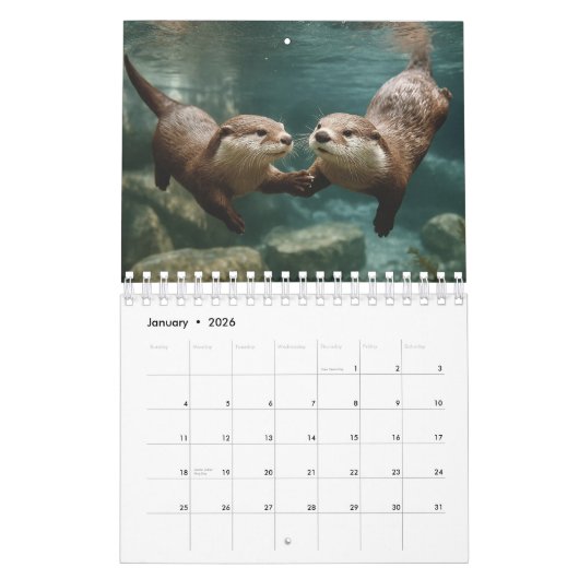 Otter Calendar 2026 カレンダー (1月 2026)