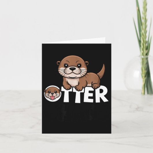 Otter Chaos Funny Animal Lover Cute Pun Sayings Qu カード (正面)