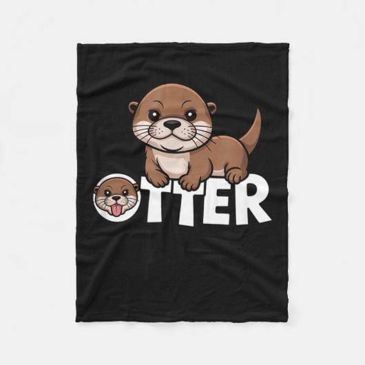 Otter Chaos Funny Animal Lover Cute Pun Sayings Qu フリースブランケット (正面)