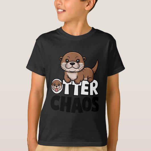 Otter Chaos Funny Animal Lover Cute Pun Sayings Qu Tシャツ (正面)