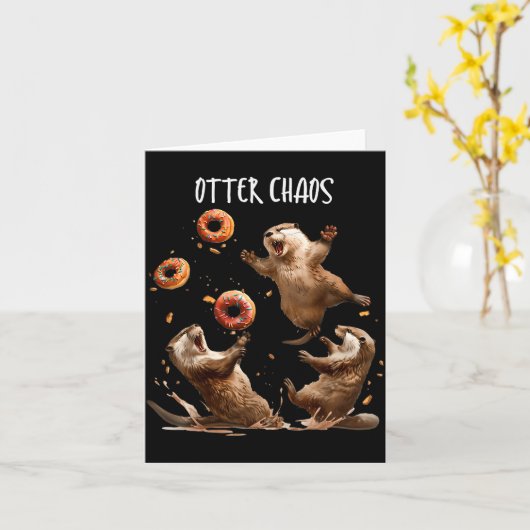 Otter Chaos Funny Bagel Fighting Sea Otters Pun An カード (黄色い花)