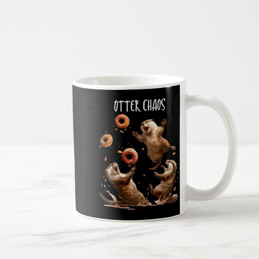 Otter Chaos Funny Bagel Fighting Sea Otters Pun An コーヒーマグカップ (右)