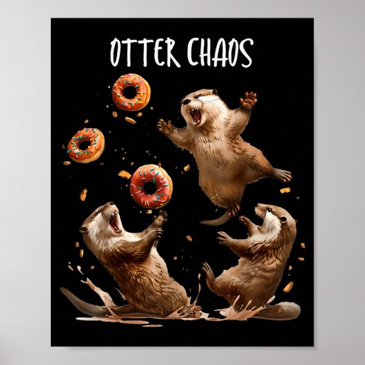Otter Chaos Funny Bagel Fighting Sea Otters Pun An ポスター (正面)