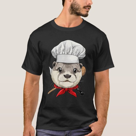 Otter Chef Wildlife Otter Aquatic Animal Cooking L Tシャツ (正面)