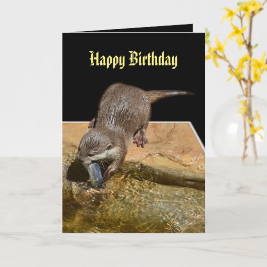 Otter Dimensional Art誕生日 カード (黄色い花)