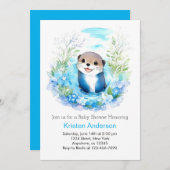 Otter Dreamscape Boy Baby Shower 招待状 (正面/裏面)