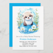 Otter Dreamscape Water Color Boy Baby Shower 招待状 (正面/裏面)