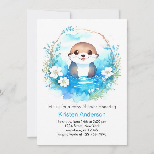 Otter Dreamscape Wonderland Boy Baby Shower 招待状 (正面)