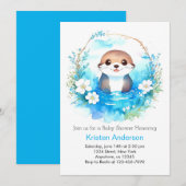 Otter Dreamscape Wonderland Boy Baby Shower 招待状 (正面/裏面)