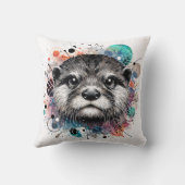 Otter Face Colorful Art クッション (裏面)