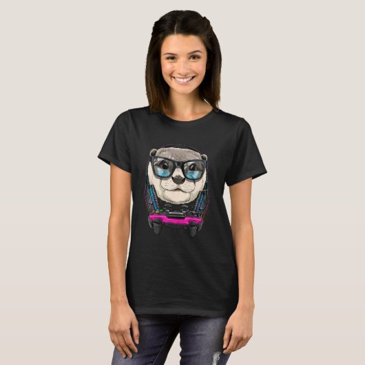 Otter Gamer Pc Computer Video Game Streaming Gami Tシャツ (正面フル)