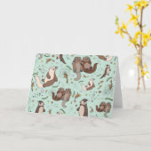 Otter Greetingsカード カード (黄色い花)