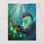Otter in a Magical Seaweed Garden ポストカード (正面)