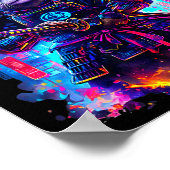 Otter Katana Cyberpunk Neon Samurai Japanese Art  ポスター (角)