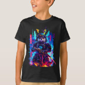 Otter Katana Cyberpunk Neon Samurai Japanese Art  Tシャツ (正面)