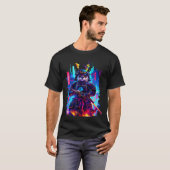 Otter Katana Cyberpunk Neon Samurai Japanese Art  Tシャツ (正面フル)