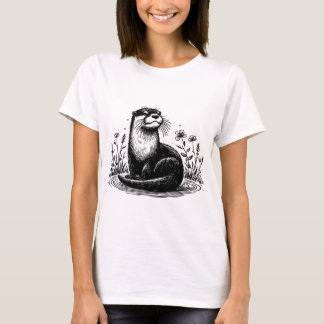 Otter Line Art Nature Illustration Tシャツ