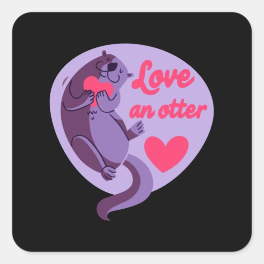 Otter - Love An Otter Love Another スクエアシール (正面)