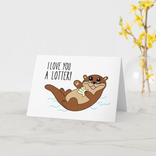 Otter Love Cute Greeting Card カード (黄色い花)