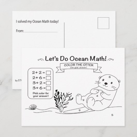 Otter Math Coloring Postcard ポストカード (正面/裏面)