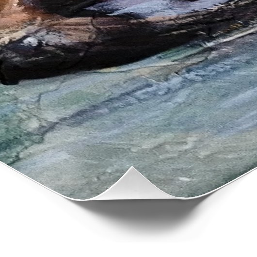 Otter mit Baby auf dem Wasser ポスター (コーナー)