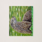 Otter on a River Bank Painting ジグソーパズル (縦)