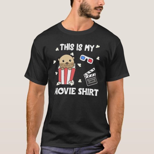Otter Popcorn Moviesコイン夕べ映画ルッキング Tシャツ (正面)