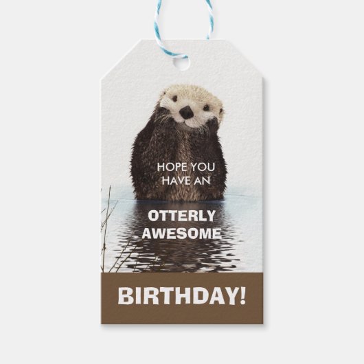 Otter Pun – 最高の誕生日 ギフトタグ (正面)