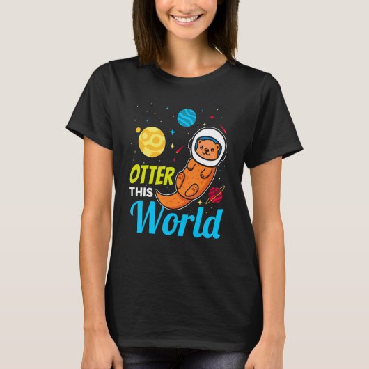Otter Pun Outerこの世界かわいい宇宙飛行士Otter Sp Tシャツ (正面)