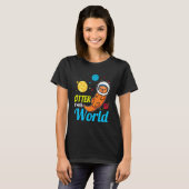 Otter Pun Outerこの世界かわいい宇宙飛行士Otter Sp Tシャツ (正面フル)