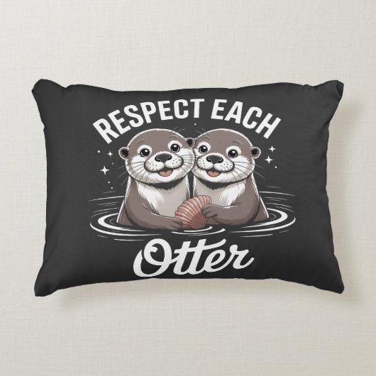 Otter Respect Each Other Funny アクセントクッション (正面)