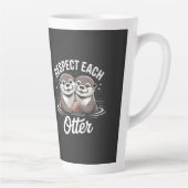 Otter Respect Each Other Funny カフェラテマグ (右)