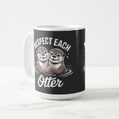 Otter Respect Each Other Funny コーヒーマグカップ (正面左)