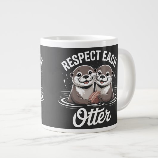 Otter Respect Each Other Funny ジャンボコーヒーマグカップ (正面右)
