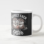 Otter Respect Each Other Funny ジャンボコーヒーマグカップ (右)