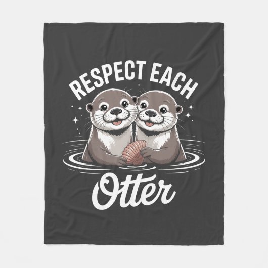 Otter Respect Each Other Funny  フリースブランケット (正面)
