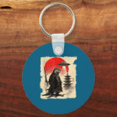 Otter Samurai Retro Ufo Japanese Warrior Art Graph キーホルダー (正面)