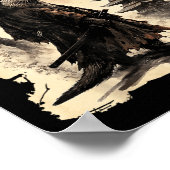 Otter Samurai Retro Ufo Japanese Warrior Art Graph ポスター (角)