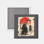 Otter Samurai Retro Ufo Japanese Warrior Art Graph マグネット (正面/裏面)