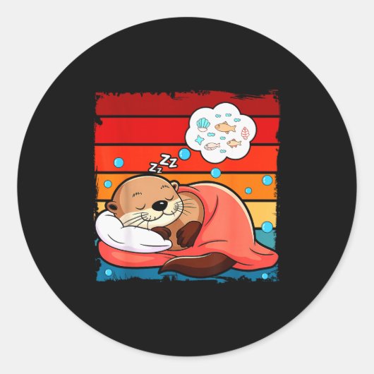 Otter Sleeng Animal Pajamas Nap Pjs Outfit Sea Ott ラウンドシール (正面)