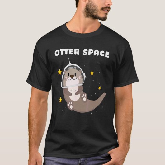 Otter Space Astronaut Astronomy Science Tシャツ (正面)