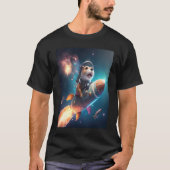 Otter Space Puns Space Otter Riding A Rocket Tシャツ (正面)