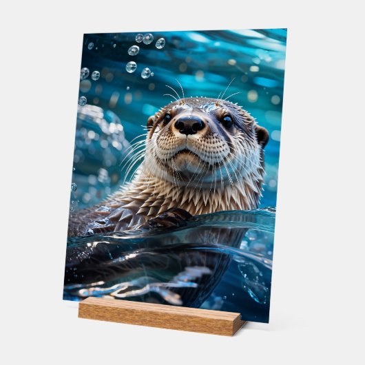 Otter Swimming アクリルサイン (傾斜)