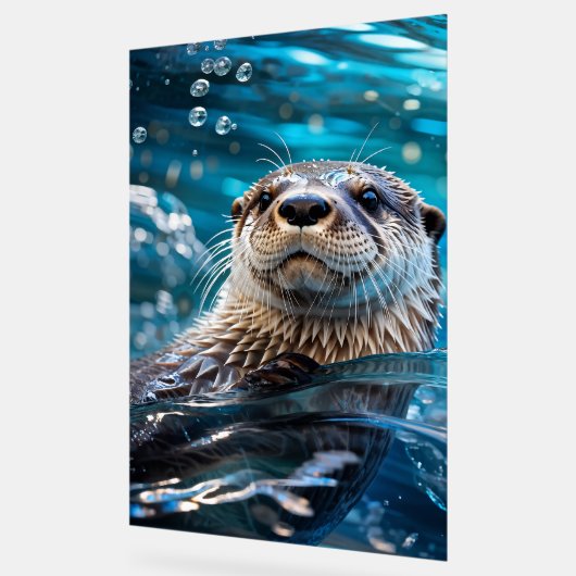 Otter Swimming アクリルサイン (傾斜)