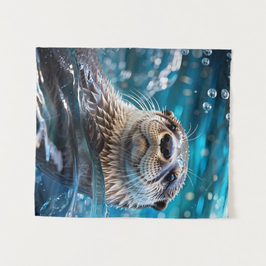 Otter Swimming タペストリー (正面(横))