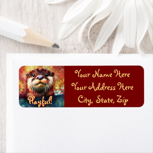 Otter Symbolismフローラアドパーソナライズされたレス ラベル (インサイチュ)